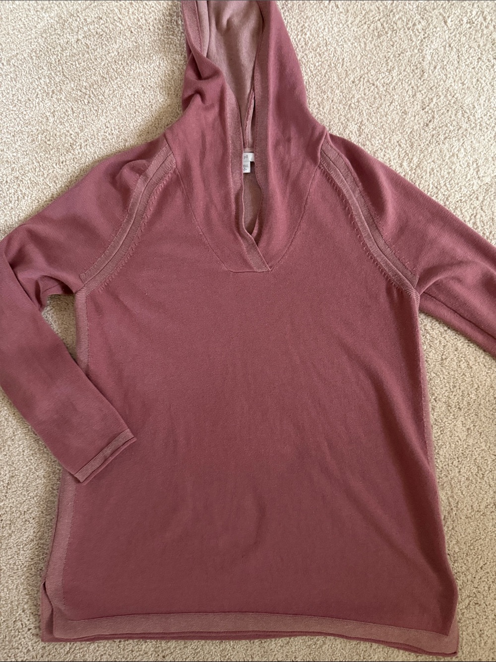 J. Jill V-Neck Hooded Sweater in Dusty Rose